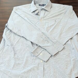 Vineyard Vines Gray Checkered Button Down Shirt Slim fit XL Performance